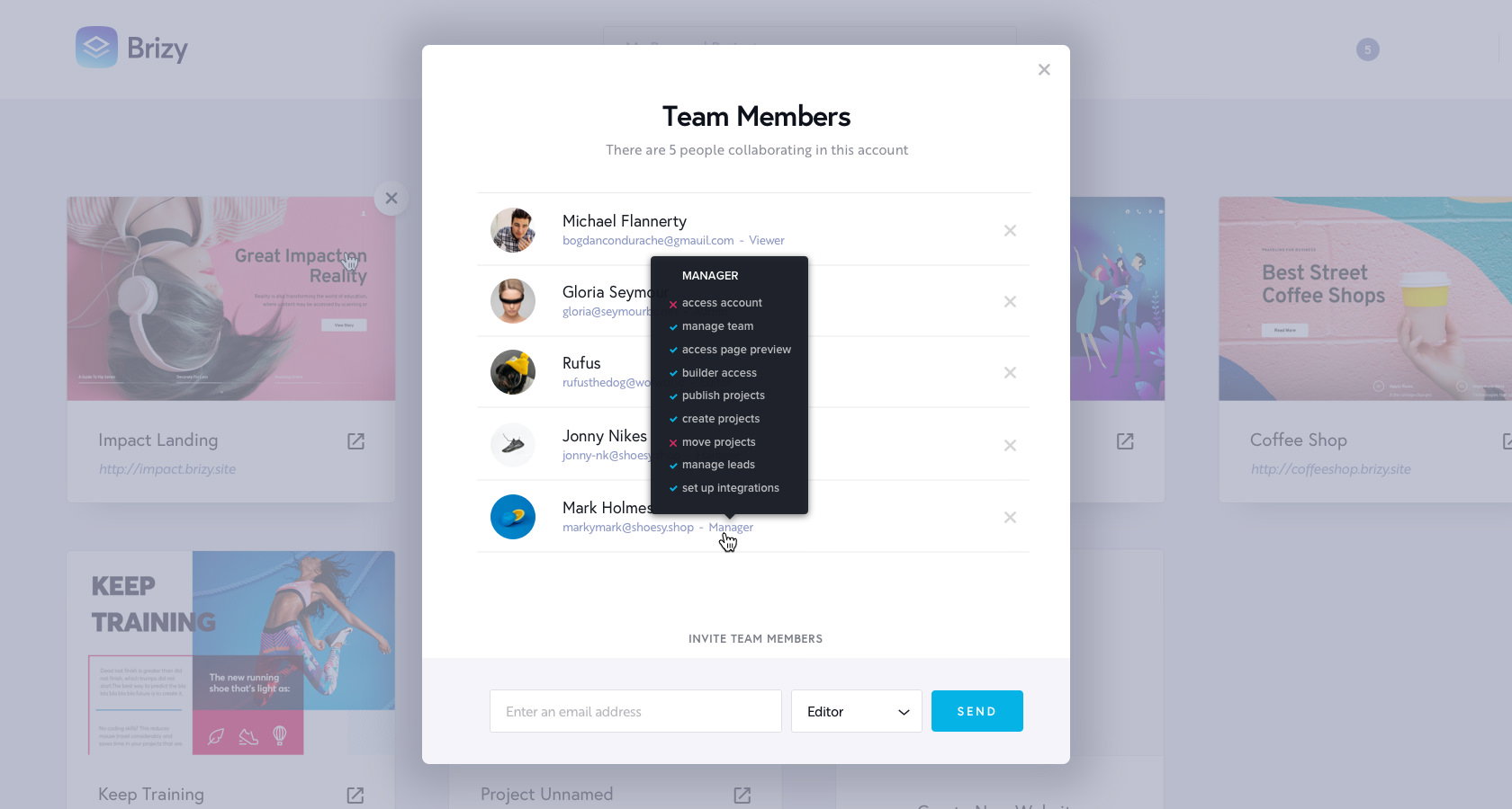 Workspaces and Projects in Brizy Cloud